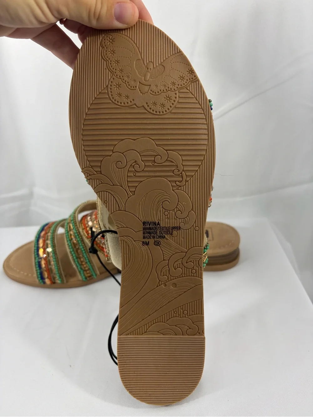NWT POP Women’s Size 8 Beaded Multi-Color Slide Sandals